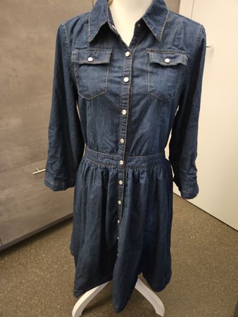 Jeans Kleid mit Knöpfen und Gummizug Taille Gr M
