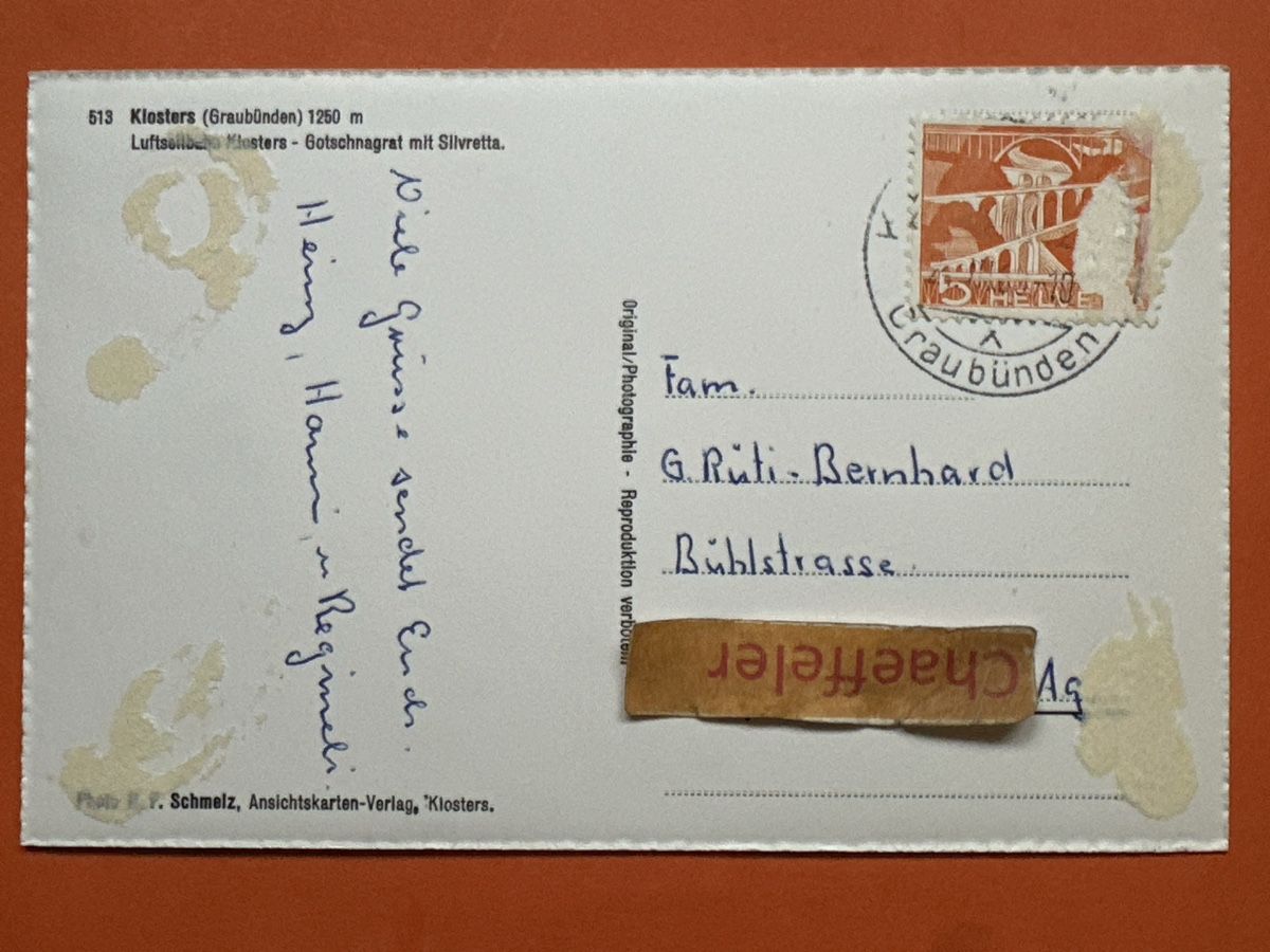Cartoline postali: Alte Ansichtskarte Klosters-Gotschnagrat mit Silvretta! – Usato da Zürich venduto da Chaeffeler 1