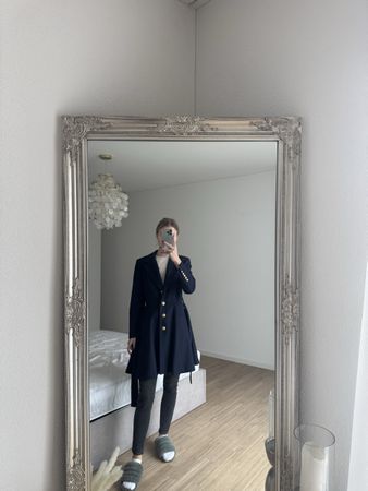 Flavio Castellani Wool Coat Gr. 36 Navy Blue Gold Buttons