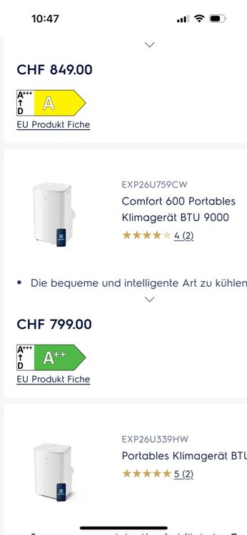 Klimagerät Electrolux EXP26U759CW BTU 9000, Top Zustand 5