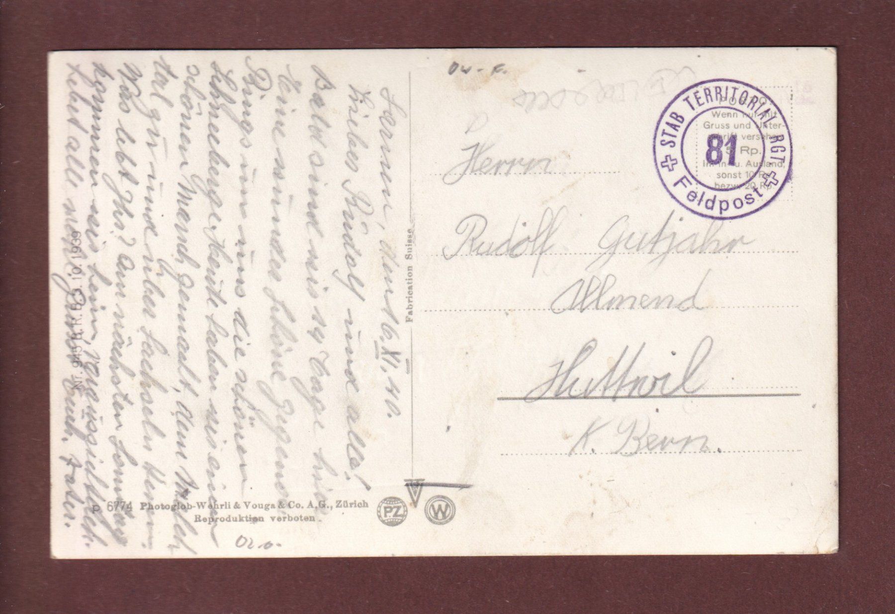 Cartoline postali: FLÜELI-RANFT - Geburtshaus Bruder Klaus - Feldpost – Usato da Pully venduto da nicecards 1