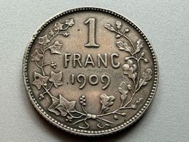 1 Franc 1909 Belgien - Silber 835/1000