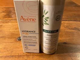Avène Hydrance SPF30 crème + Klorane shampoing sec, Neuf