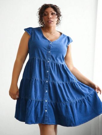 Jeanskleid / Sommerkleid aus Baumwolle blau Gr. 56 / 58 / 60