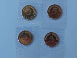4x 5 Pfennig 1980 Stgl
