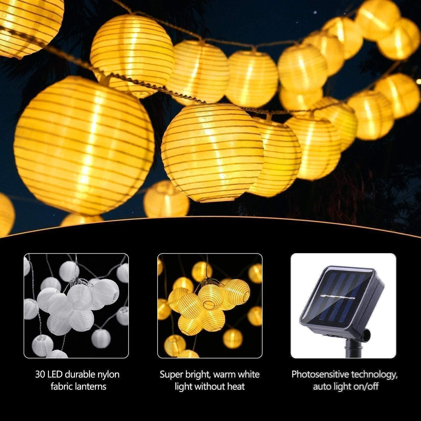 Ghirlande e barre luminose: 6,5m Solar LED Laterne Lichterkette 30er – Nuovo (secondo la descrizione) da Thun venduto da 365buy