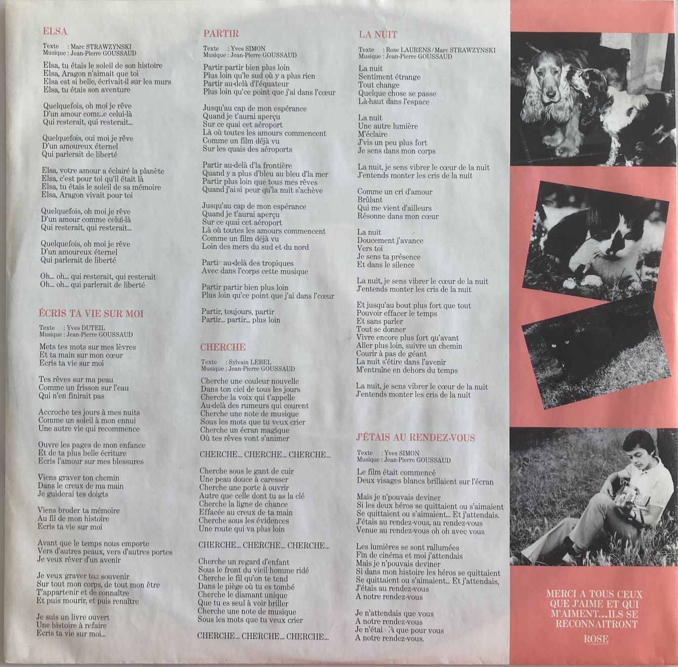 Dischi in vinile: ROSE LAURENS - .....ECRIS TA VIE SUR MOI..... – Usato da Poliez-Pittet venduto da Newtown-Records 2