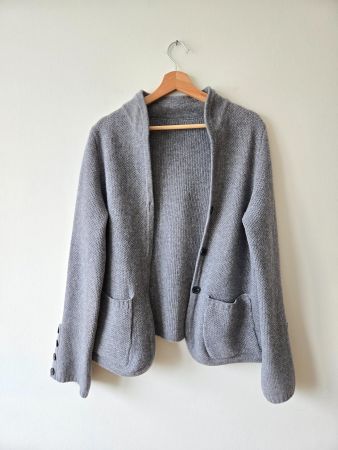 VINTAGE GRAUE WOLL-CARDIGAN, GRÖSSE M, PERFEKTER ZUSTAND,