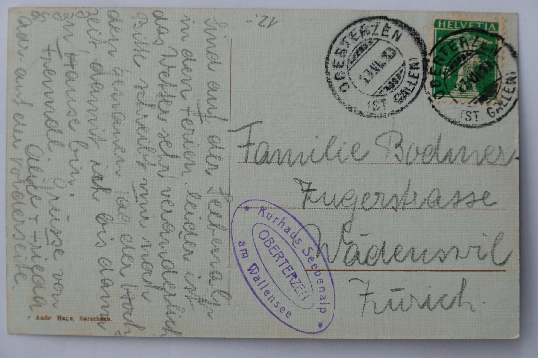 Cartoline postali: Ansichtskarte Oberterzen Kurhaus Seeben ca. 1920 – Usato da Ehrendingen venduto da nicoro50 1