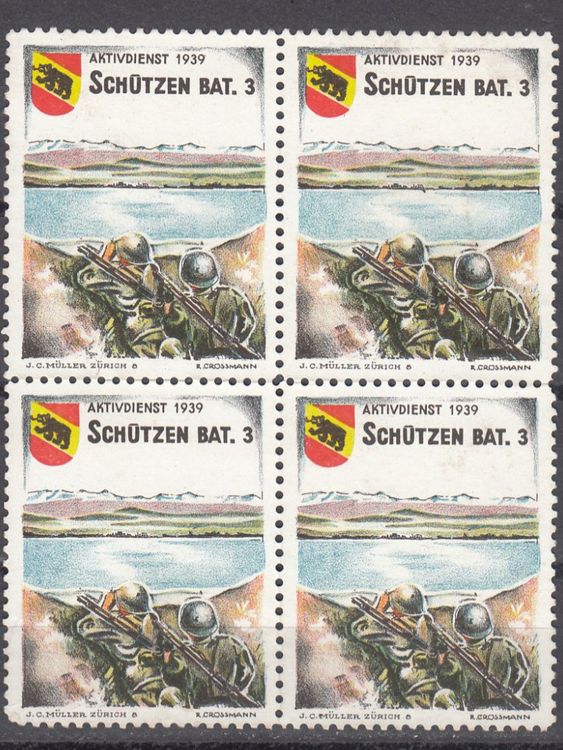 Tutti i francobolli: Infanterie Wi 43 a im 4er-Block – Usato da Bürglen TG venduto da StampGraf