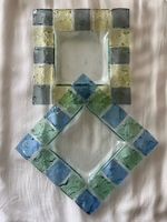 Quadratischer Obstteller aus Glas - 2 Stück