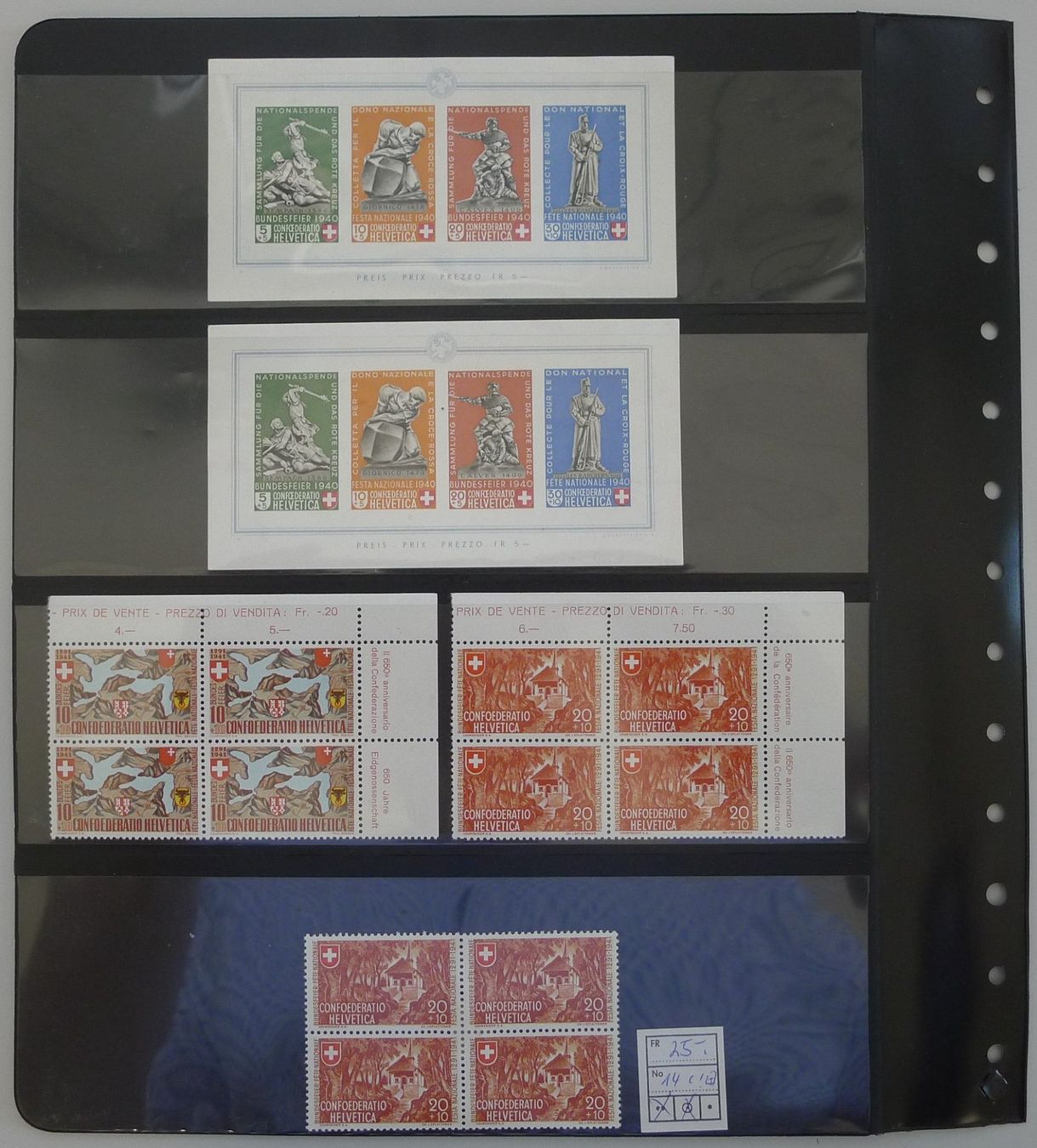 Tous les timbres: 1938-1963, PP-Viererblock-Sammlung postfrisch **, Kat:5000.- – D'occasion à Sursee par Luzernerraute 2