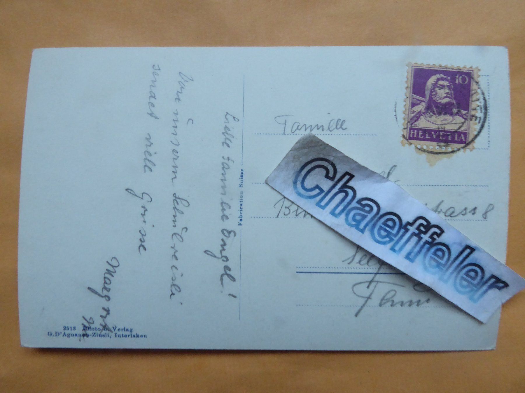 Cartoline postali: Schynige Platte – Usato da Zürich venduto da Chaeffeler 1
