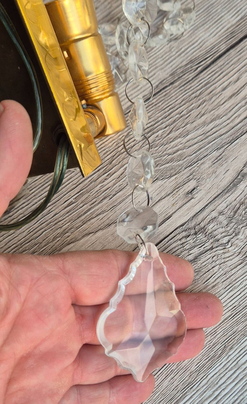 Lampade: 2 schöne Messing Wandleuchtem mit Glaskristallen – Usato da Neerach venduto da sillis 9