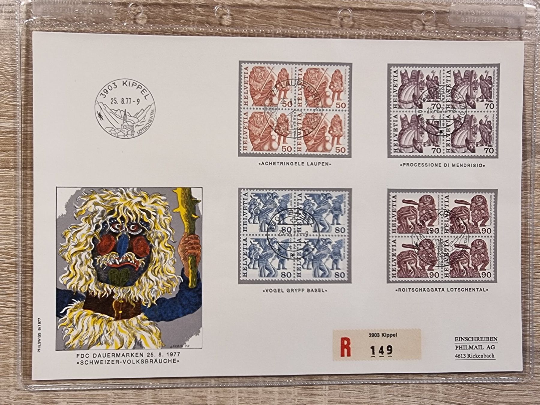 Tutti i francobolli: 3 Gross-FDC CH 1977 - Schweizer Volksbräuche - 2 Serien – Usato da Buchen venduto da Jonny58 2