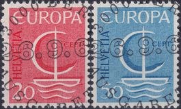 1966, Nr.443+444 "Europa" mit Ersttags-Vollstempel.
