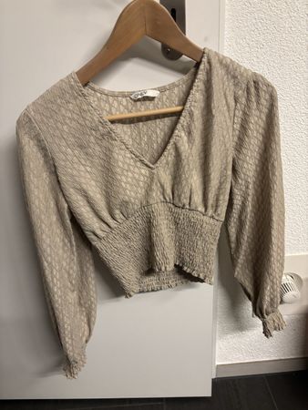 Langarm Bluse Only beige strukturiert Grösse S