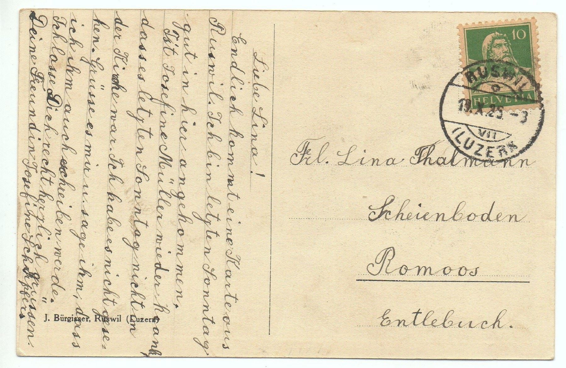 Cartoline postali: RUSWIL Kinder im Blumenmeer – Usato da Jona venduto da philajona 1