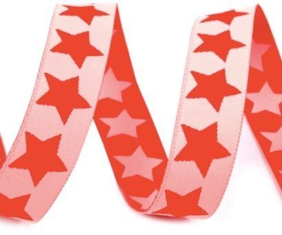 Sonstiges zum Basteln & Handarbeiten: Webband Sterne weiss rot 17mm – Neu und originalverpackt aus Winterthur von nuggi88
