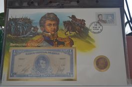 Banknotenbrief mit Münze aus Chile