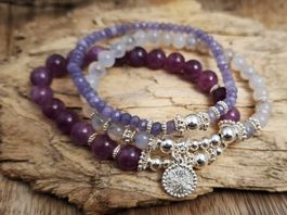 PURPLE - Perlenarmband - lila-violette-Silber