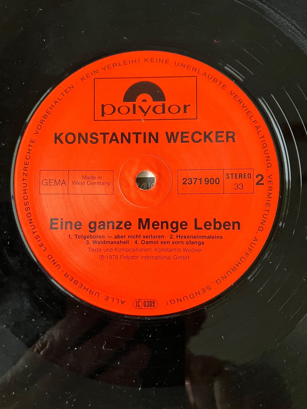Vinyles: LP Konstantin Wecker, Eine ganze Menge Leben – D'occasion à winterthur par Grami1 3