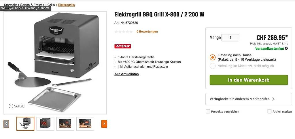 Trisa Elettrodomestici da cucina: Trisa BBQ Grill X-800  perfekte Indoor-Steaks – Usato da Basel venduto da AndreasZuckerman 2