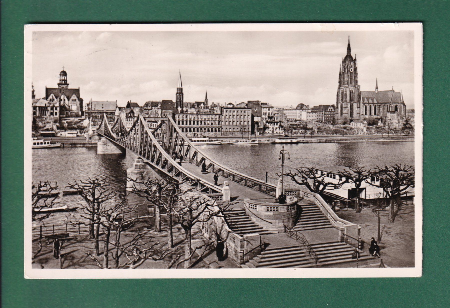 Cartoline postali: FRANKFURT - Eiserner Steg - 1954 – Usato da Pully venduto da nicecards-shop
