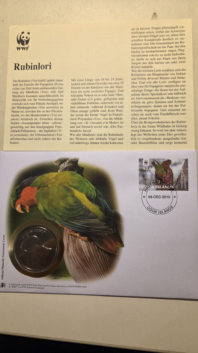 Médailles: 2010 Medallienbrief WWF Rubinlori – D'occasion à Arni AG par Moth68