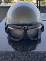 Retro Motorradhelm mit Brille, gr. M, silber, Sommer!