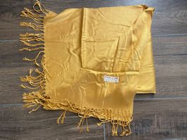 Pashmina Schal 100% Kaschmir Thailand senfgelb 175 x 67 cm