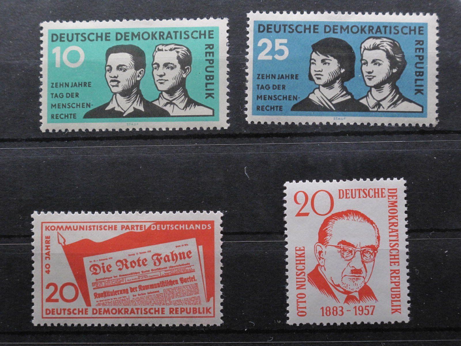 Alle Briefmarken: DDR 1958 Menschenrechte/KPD ** – Gebraucht aus Wil SG von fva01
