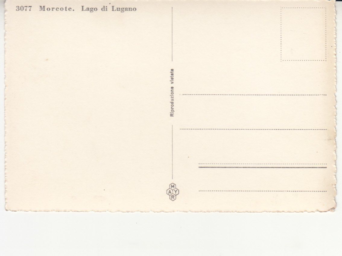 Cartoline postali: Morcote ca. 1945 – Usato da Bürglen TG venduto da StampGraf 1