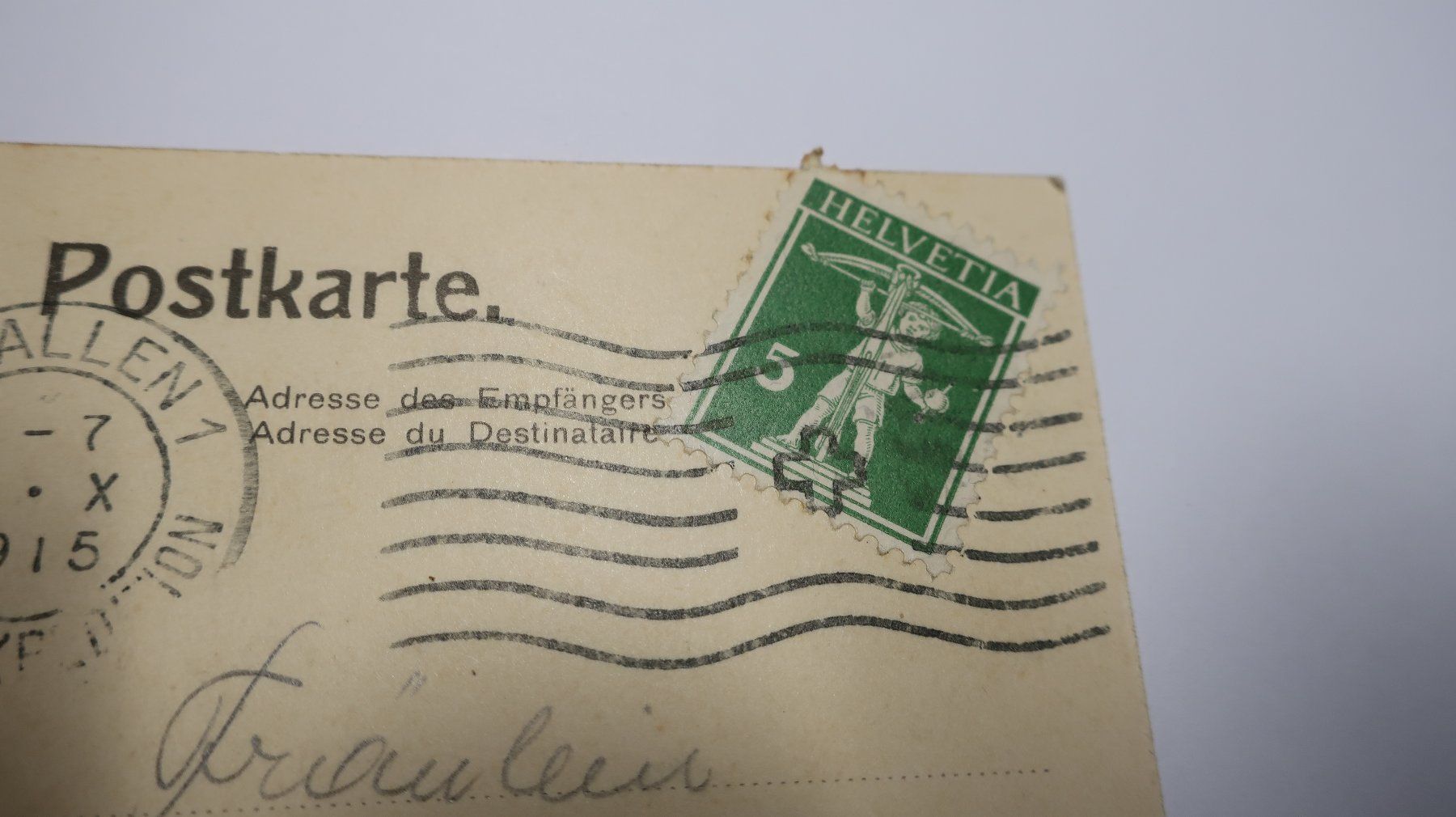 Cartoline postali: St. Gallen Westquartier mit Blick auf Säntis  1915 – Usato da Cormoret venduto da Pascalll2001 6