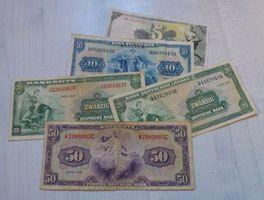 Lot ++ 5 alte Banknoten aus Deutschland ab 1948