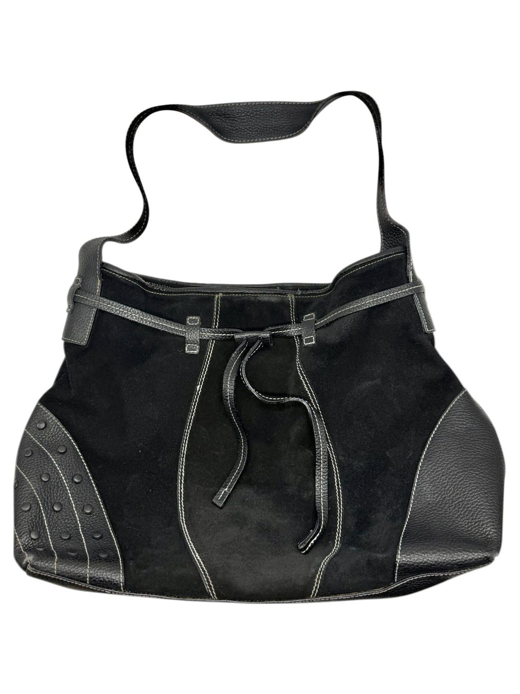 Borse da donna: Sac à main cabas en daim et cuir noir véritable – Usato da Morges venduto da magicle 5