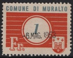1 Fr. Fiskalmarke von der Comune di MURALTO
