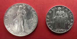 5 UND 10 LIRE VATIKANSTADT 1951 - PIUS XII