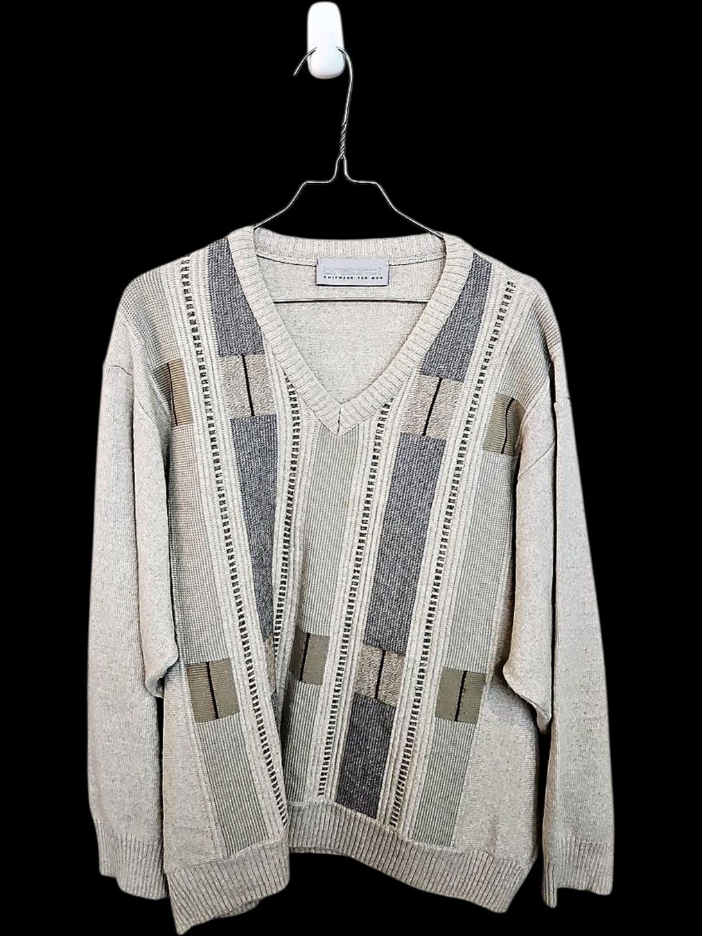 Pullover & Sweatshirts: Oreiphor Herren V-Ausschnitt Pullover mit geometrischem – Gebraucht aus Zug von vinokilo 1