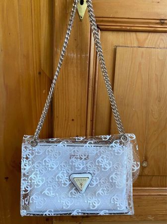GUESS Tasche weiss, durchsichtig mit innen Necessaire