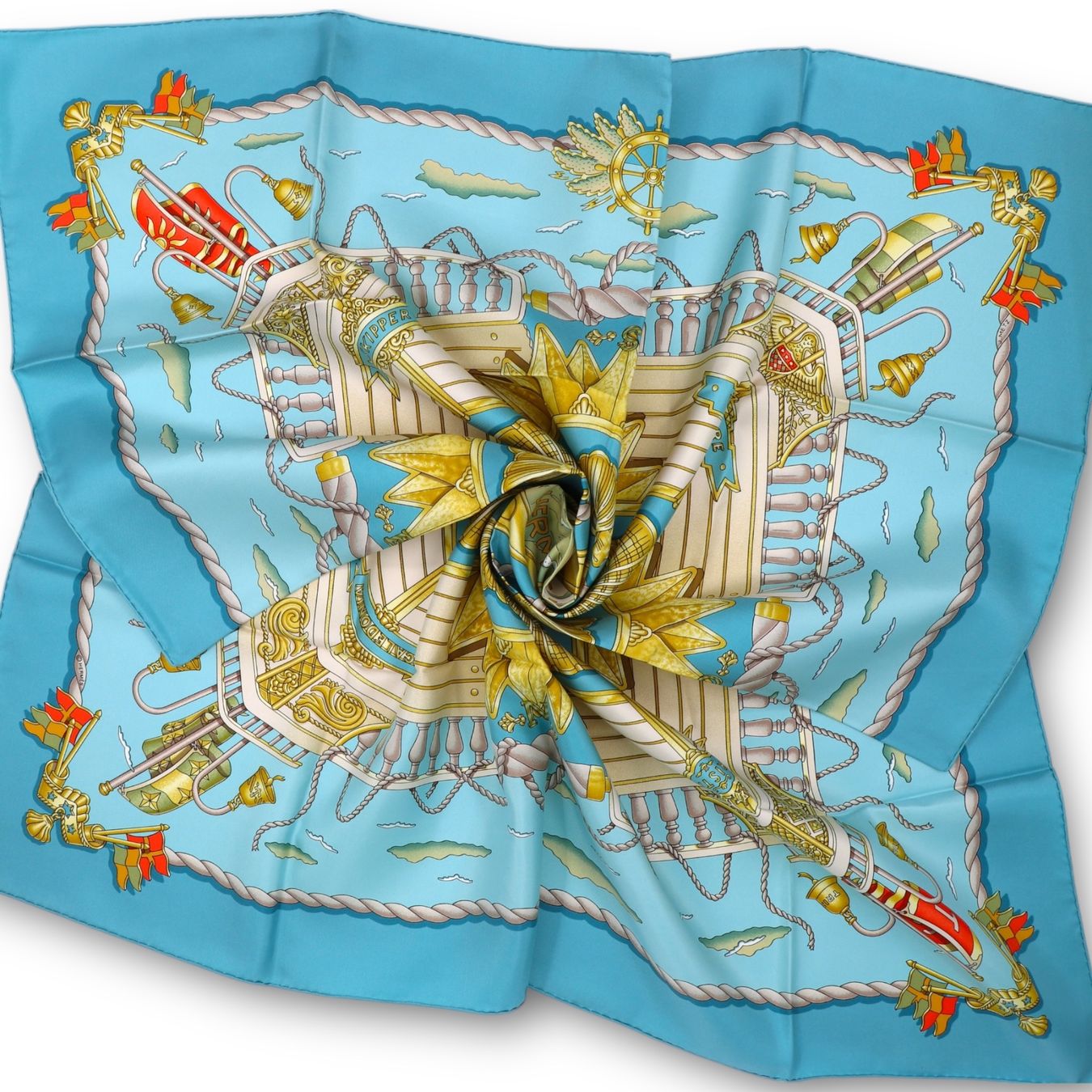 Hermès Foulard & Sciarpe: Hermès Carré "Railing" blau – Usato da Binningen venduto da Designerlabels 5