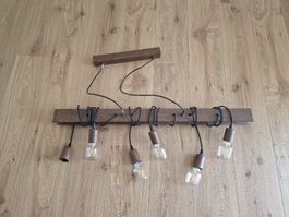 Rustikale Vintage Esstisch-Lampe, Holz-Look, 6 Lampen