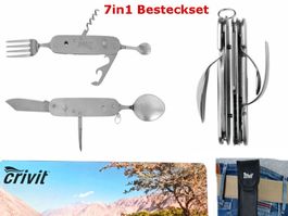 ✅7in1-Edelstahl-KlappbestCampingbesteck Reisebesteck📌