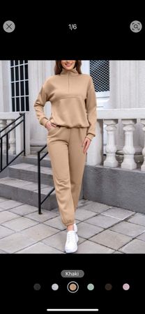 Bequemer Damen Jogginganzug Khaki Grösse XS