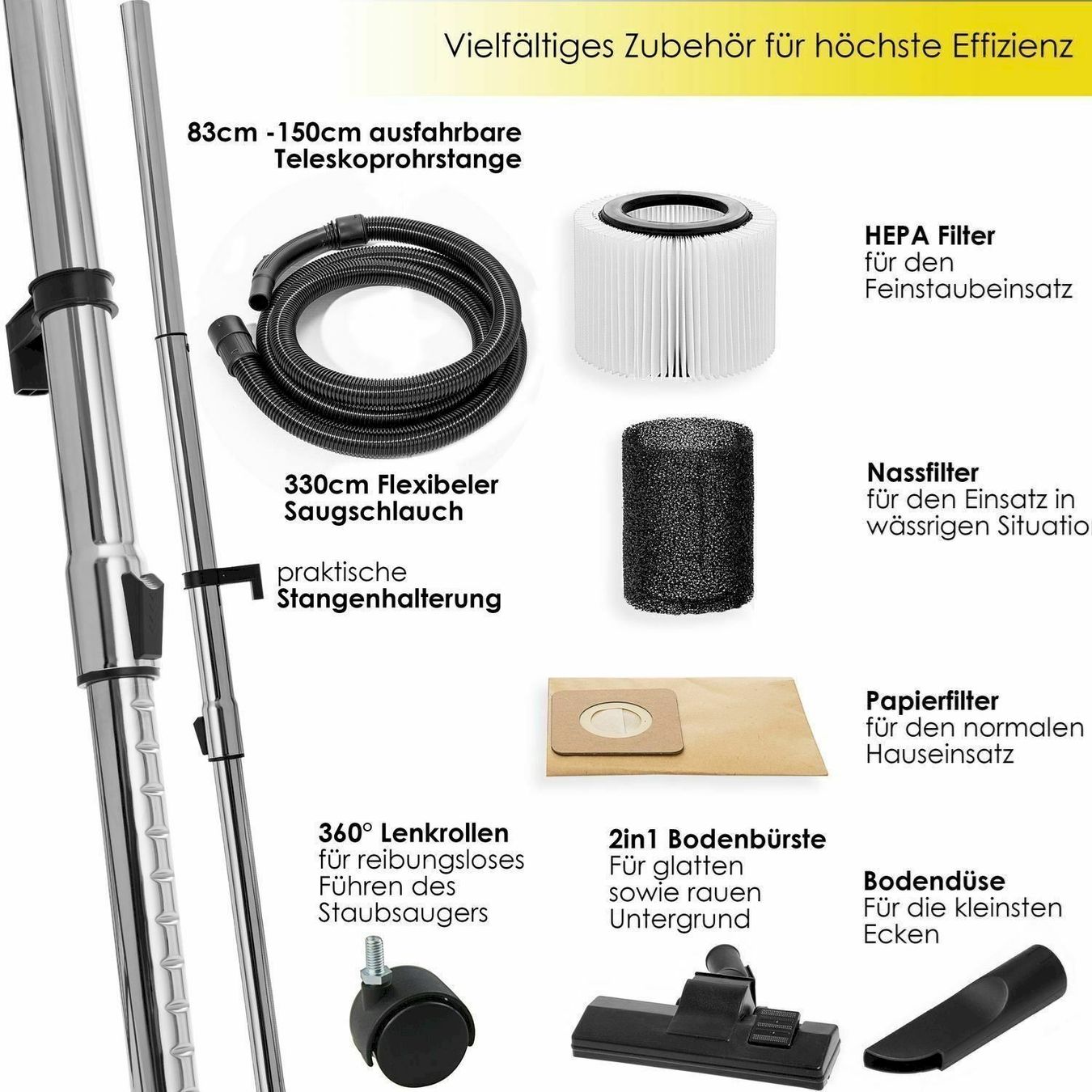 Soffiatori & Aspiratori per foglie: MASKO Staubsauger 2300W Gelb – Nuovo e nell'imballaggio originale da Bottighofen venduto da zaap 5