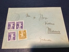 1910, 10Rp. Frankatur von Wiesendangen -> Masans