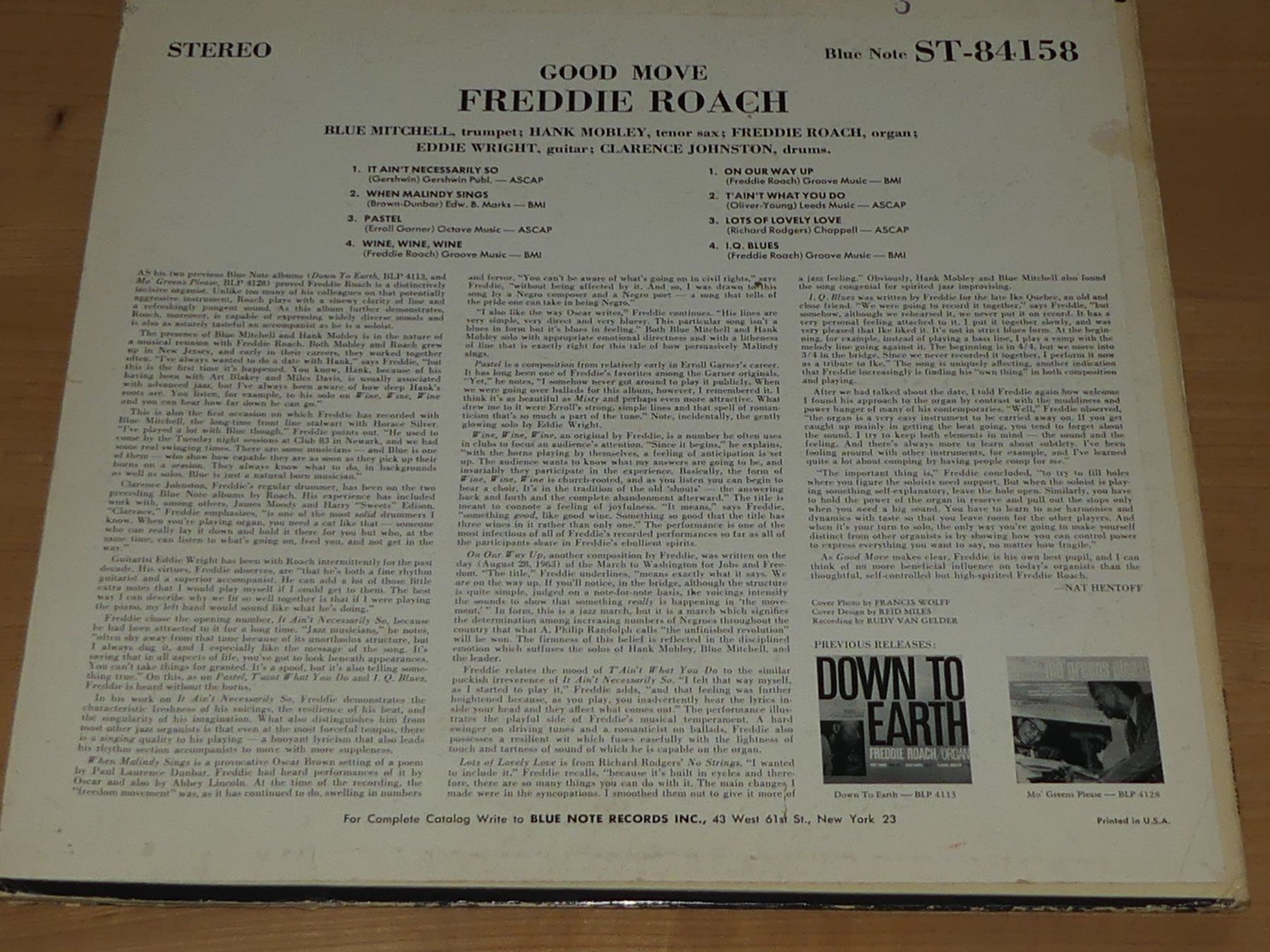 Dischi in vinile: FREDDIE ROACH: GOOD MOVE - HANK MOBLEY - BLUE NOTE – Nuovo (secondo la descrizione) da Fahrwangen venduto da Swirl2 1