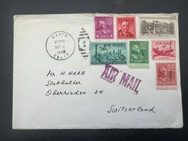 Flugbrief 1956 Davis USA-Schweiz   (G926)