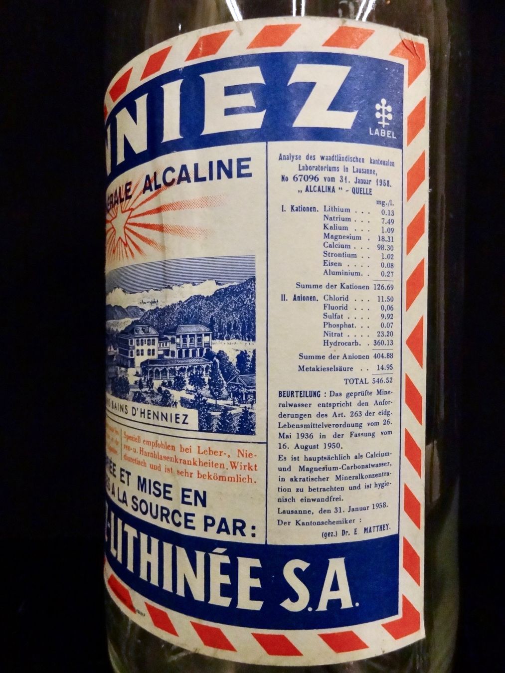 Gläser, Krüge & Flaschen: alte Mineralwasser Flasche HENNIEZ LITHINÉE – Gebraucht aus Kerzers von Flaschenposten 3