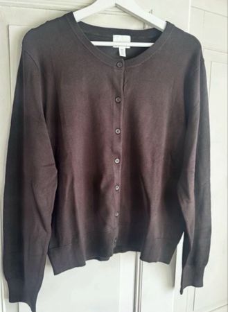 Feinstrick-cardigan, Dunkelbraun, Neu.